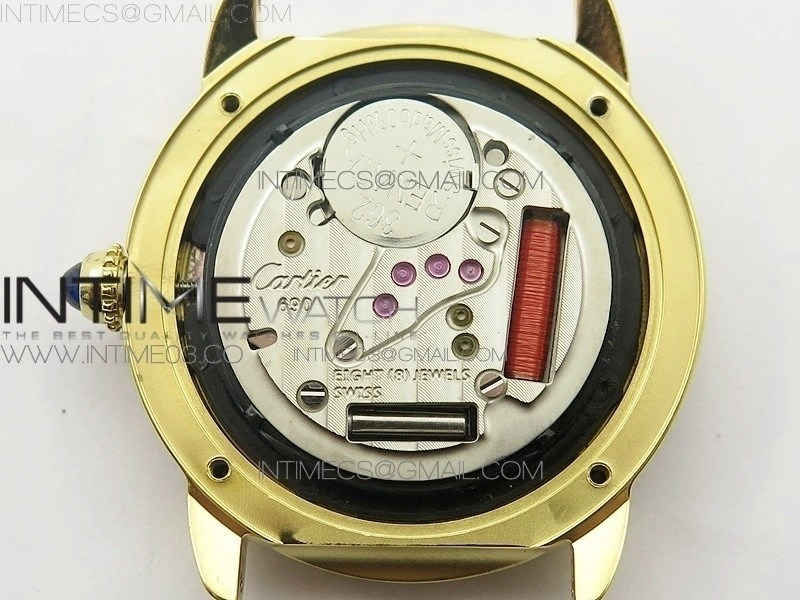 Ronde Solo de Cartier 29.5mm YG K11 1:1 Best Edition White Dial on Black Croco Leather Strap Ronda Quartz